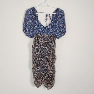 Free People X Revolve Tessa Ruched Cutout Double Print Mini Dress Size Small NWT